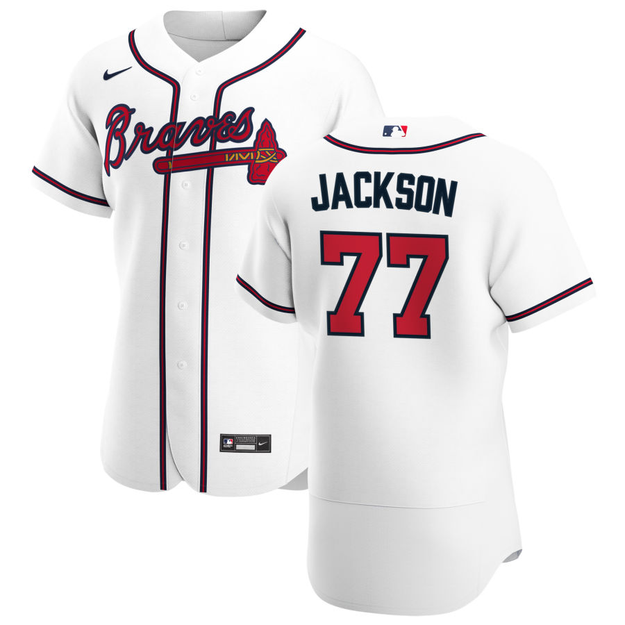 Atlanta Braves #77 Luke Jackson Men Nike White Home 2020 Authentic Player MLB Jersey